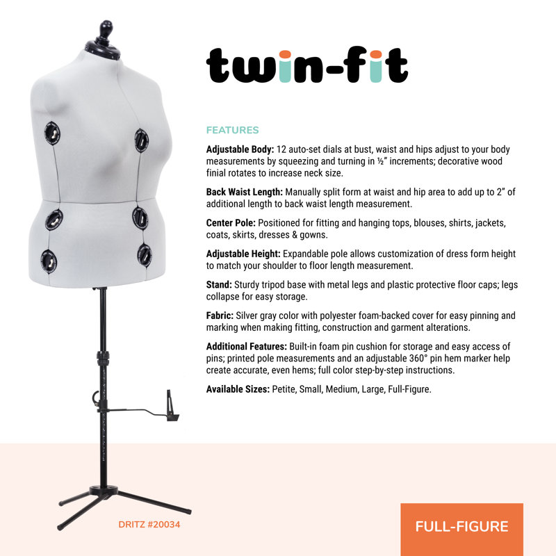 Dritz Twin-Fit Adjustable Dress Form &amp; Reviews | Wayfair